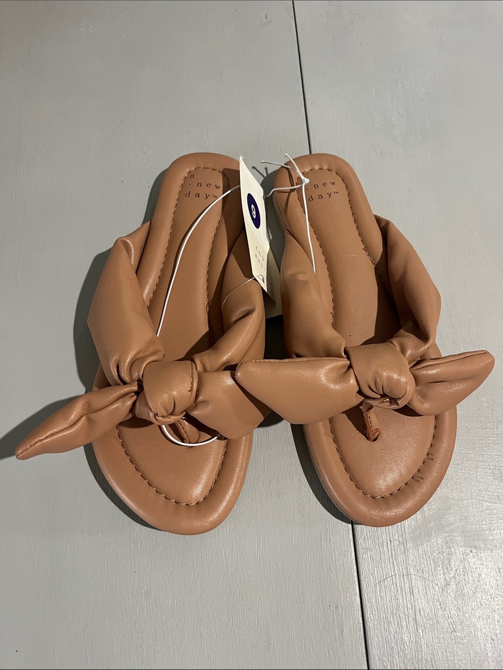a new day Tan Knotted Thong Slide Sandals